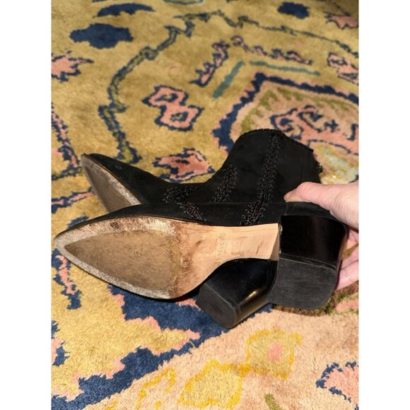 $850 Alexandre Birman Women's Black Benta Embroidered Ankle Bootie Boot sz 37.5 - Picture 6 of 14